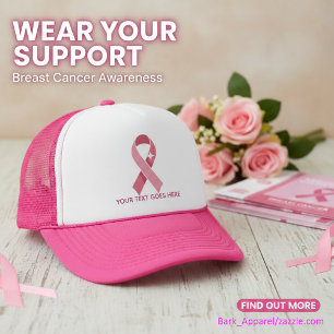 Personalisiertes Brustkrebs-Bewusstsein Rosa Band Truckerkappe