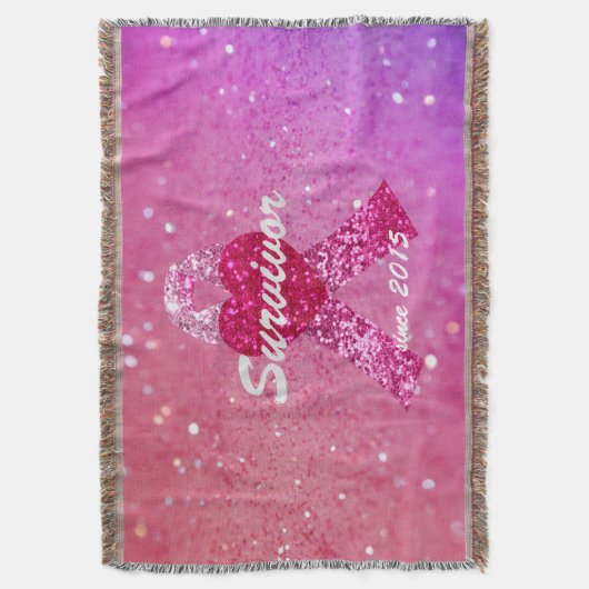 Personalisiertes Brustkrebs-Schein-Rosa-Band Decke (Vorderseite Vertikal)