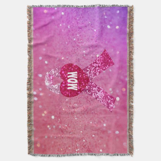 Personalisiertes Brustkrebs-Schein-Rosa-Band Decke (Vorderseite Vertikal)