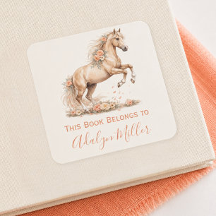 Personalisiertes Buch Mädchen Korallen Pferd Etiketten