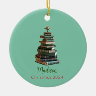 Personalisiertes Buch Weihnachtsbaum Keramik Ornament