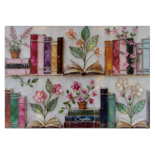 Personalisiertes Bücherregal-Blumen-Schneidbrett-G Schneidebrett
