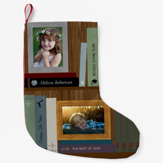 Personalisiertes Bücherregal mit Fotos Kleiner Weihnachtsstrumpf (Vorderseite)