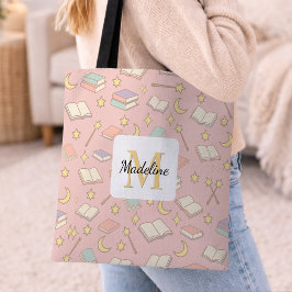 Personalisiertes buchliebendes Mädchen mit magisch Tasche