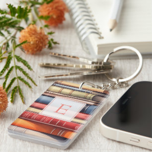 Personalisiertes Buchliebhaber-Monogramm Schlüsselanhänger