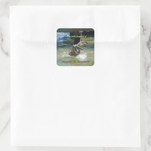 Personalisiertes Buchzeichen abstürzen Quadratischer Aufkleber (Tasche)