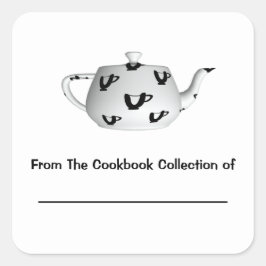 Personalisiertes Buchzeichen aus schwarzem und wei Quadratischer Aufkleber