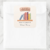 Personalisiertes Buchzeichen buchen Quadratischer Aufkleber (Tasche)