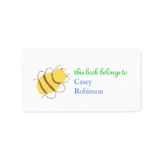 Personalisiertes Buchzeichen der kleinen Biene Adressaufkleber (Vorne)