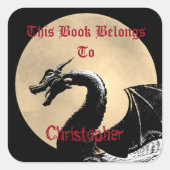 Personalisiertes Buchzeichen des Mythischen Drache Quadratischer Aufkleber (Vorderseite)
