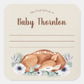 Personalisiertes Buchzeichen, Waldhirsche Quadratischer Aufkleber (Vorderseite)