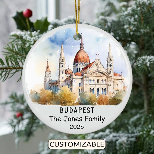 Personalisiertes Budapester Ornament, Ungarn Keramik Ornament