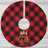 Personalisiertes Buffalo Kariert Weihnachten Polyester Weihnachtsbaumdecke