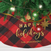 Personalisiertes Buffalo Kariert Weihnachten Polyester Weihnachtsbaumdecke