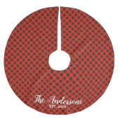 Personalisiertes Buffalo-Kariertes Baumrock Polyester Weihnachtsbaumdecke (Vorderseite)