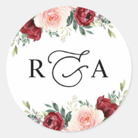 Personalisiertes Bugundy Blush Floral Monogramm