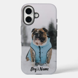 Personalisiertes Bulldog-Foto und Name iPhone 16 Hülle