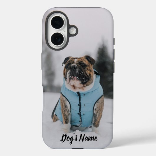 Personalisiertes Bulldog-Foto und Name Case-Mate iPhone Hülle (Rückseite)