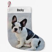 Personalisiertes Bulldog-Foto und Name des Bulldog Kleiner Weihnachtsstrumpf (Vorderseite)