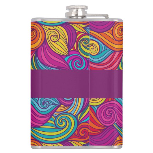 Personalisiertes buntes gewelltes flachmann (Rückseite)