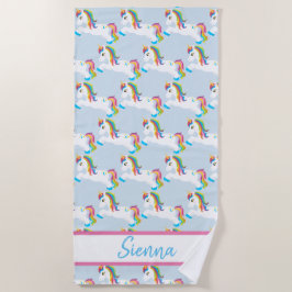 Personalisiertes buntes Regenbogenunicorn-Badetuch Strandtuch
