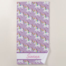 Personalisiertes buntes Regenbogenunicorn-Badetuch Strandtuch