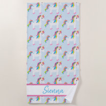 Personalisiertes buntes Regenbogenunicorn-Badetuch