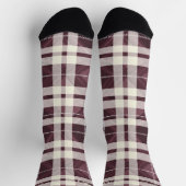 Personalisiertes Burgund & Cream Tartan Kariert Socken (Oben)