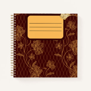 Personalisiertes Burgund & Gold Blumen-Kronen-Noti Notizblock