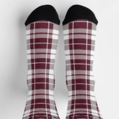 Personalisiertes Burgund und Gray Tartan Karierte, Socken (Oben)
