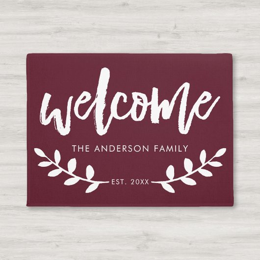 Personalisiertes Burgundy aus gebürstetem Leaf Fußmatte
