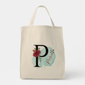 Personalisiertes Burgundy Floral P Brautparty Gesc Tragetasche (Rückseite)