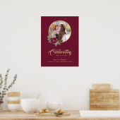 Personalisiertes Burgundy Gold Floral Begräbniszei Poster (Küche)