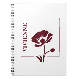 Personalisiertes Burgundy Poppy Notebook - elegant Notizblock