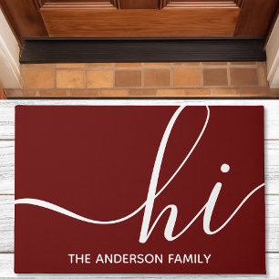 Personalisiertes Burgundy Script Hi Fußmatte