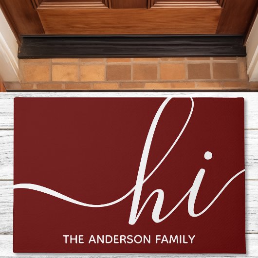 Personalisiertes Burgundy Script Hi Fußmatte