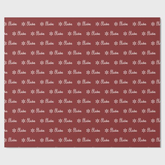 Personalisiertes Burgundy Trendy Pattern Geschenkpapier (Flach)