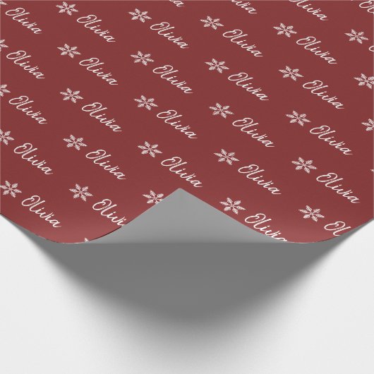 Personalisiertes Burgundy Trendy Pattern Geschenkpapier (Ecke)