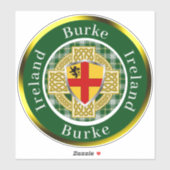Personalisiertes "Burke Irish Shield & Celtic Cros Aufkleber (Blatt)