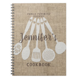Personalisiertes Burlap Look Rezept Kochbuch Notizblock