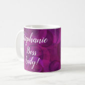 Personalisiertes Büro für Violett-Rose Boss Lady Kaffeetasse (Vorderseite Links)