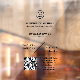 Personalisiertes Business-Logo-Store - Öffnungszei Fensteraufkleber