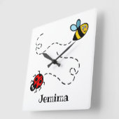 Personalisiertes Busy Bumblebee Ladybird-Muster Quadratische Wanduhr (Winkel)