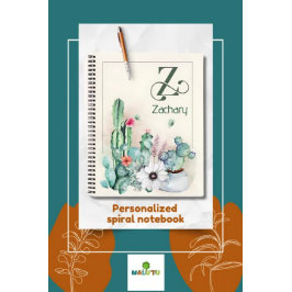 Personalisiertes Cactus Monogram Notebook Notizblock