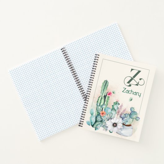 Personalisiertes Cactus Monogram Notebook Notizblock (Innenseite)