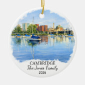 Personalisiertes Cambridge-Ornament, Massachusetts Keramik Ornament (Vorne)