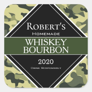 Personalisiertes Camouflage Moonshine/Whiskey-Etik Quadratischer Aufkleber