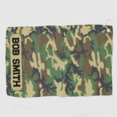 Personalisiertes Camouflage Woodlands-Muster Golfhandtuch (Horizontal)