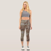 Personalisiertes Camouflaged Brown Muster Capri Leggings (Vorderseite)