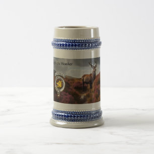 Personalisiertes Campbell-Clan-Abzeichen & Hirsch Bierglas